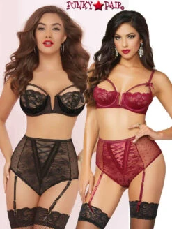 STM-10619, Galloon Lace, Dot Mesh Bra Set