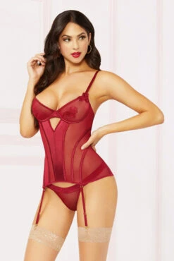STM-10882, Satin And Mesh Bustier Set