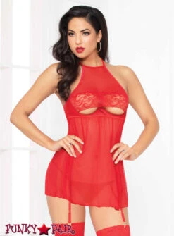 STM-10934, Mesh And Lace High Neck Babydoll With Garters | Seven 'til Midnight -Funky Lingerie Outlet 10934P RED F 24661.1542154469