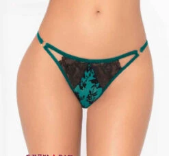 STM-10936, Flocked Mesh And Lace Open Crotch Panty | Seven 'til Midnight