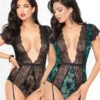 STM-10940, Flocked Mesh And Lace Teddy | Seven 'til Midnight -Funky Lingerie Outlet 10940 14757.1559073750