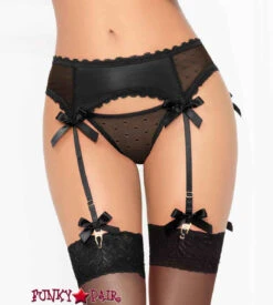 STM-10943, Satin And Dot Mesh Garter Belt | Seven 'til Midnight -Funky Lingerie Outlet 10943 BLACK F 05101.1675275563