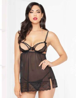STM-10950, Lace And Mesh Babydoll Set | Seven 'til Midnight