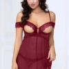 STM-10972, Open Cup Babydoll Set -Funky Lingerie Outlet 10972 WINE F 10813.1669494918
