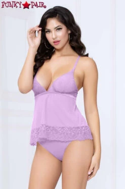 STM-10982, Lace And Mesh Camidoll Set -Funky Lingerie Outlet 10982 LILAC F 49575.1669495816