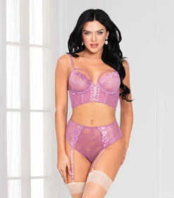 STM-11065, Lace And Mesh Bra And High Waist Panty