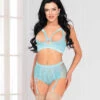 STM-11107, Floral Gallon Bra And High Waist Panty Set -Funky Lingerie Outlet 11107 BLUE F 22246.1668212225