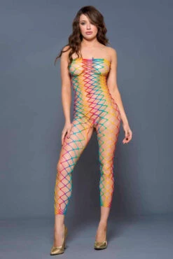 MUSIC LEGS ML-1177, Strapless Rainbow Bodystocking -Funky Lingerie Outlet 1177 front3 jin DSC1833 88773.1692854842