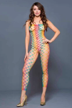 MUSIC LEGS ML-1177, Strapless Rainbow Bodystocking -Funky Lingerie Outlet 1177 front jin DSC1827 88439.1692855058