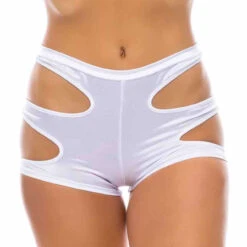 12002SL, Cutout Booty Short By Bodyzone -Funky Lingerie Outlet 12002 White 09444.1683270654