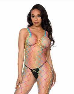 ML-1210, Rainbow Diamond Net Body Stocking By Music Legs