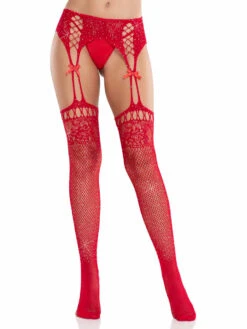 LA1602, Rhinestones Fishnet With Attached Garterbelt -Funky Lingerie Outlet 1602 03 003 78251.1752862049