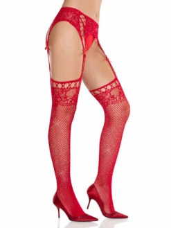 LA1602, Rhinestones Fishnet With Attached Garterbelt -Funky Lingerie Outlet 1602 05 003 55164.1752862028