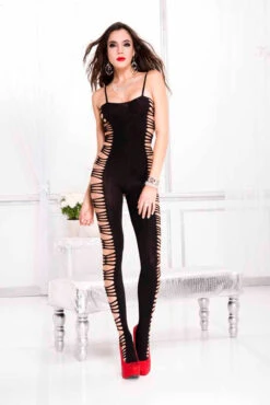 ML-1607, Side Shredded Body Stocking By Music Legs -Funky Lingerie Outlet 1607 front 40791.1693031370