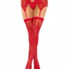 LA1608, Lace Thigh Highs With Crossover Garterbelts