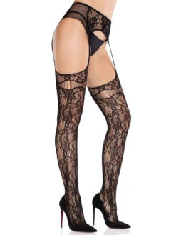LA1612, Bloom Net Stocking With Attached Garterbelt -Funky Lingerie Outlet 1612 05 001 50297.1741928713