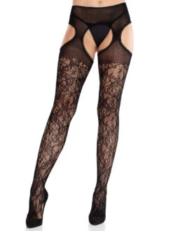 LA1613, Floral Lace Suspender Pantyhose -Funky Lingerie Outlet 1613 01 001 93015.1741928346