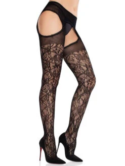LA1613, Floral Lace Suspender Pantyhose -Funky Lingerie Outlet 1613 05 001 56437.1741928326