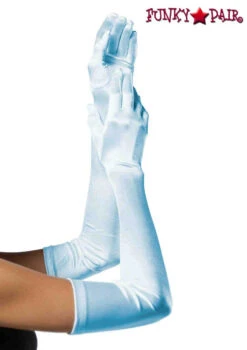 LA-16B, Long Satin Gloves -Funky Lingerie Outlet 16B Lt Blue 63441.1574801855