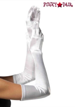 LA-16B, Long Satin Gloves -Funky Lingerie Outlet 16B white 85409.1574801855