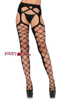 LA-1778, Net Opaque Stockings With Garter Belt