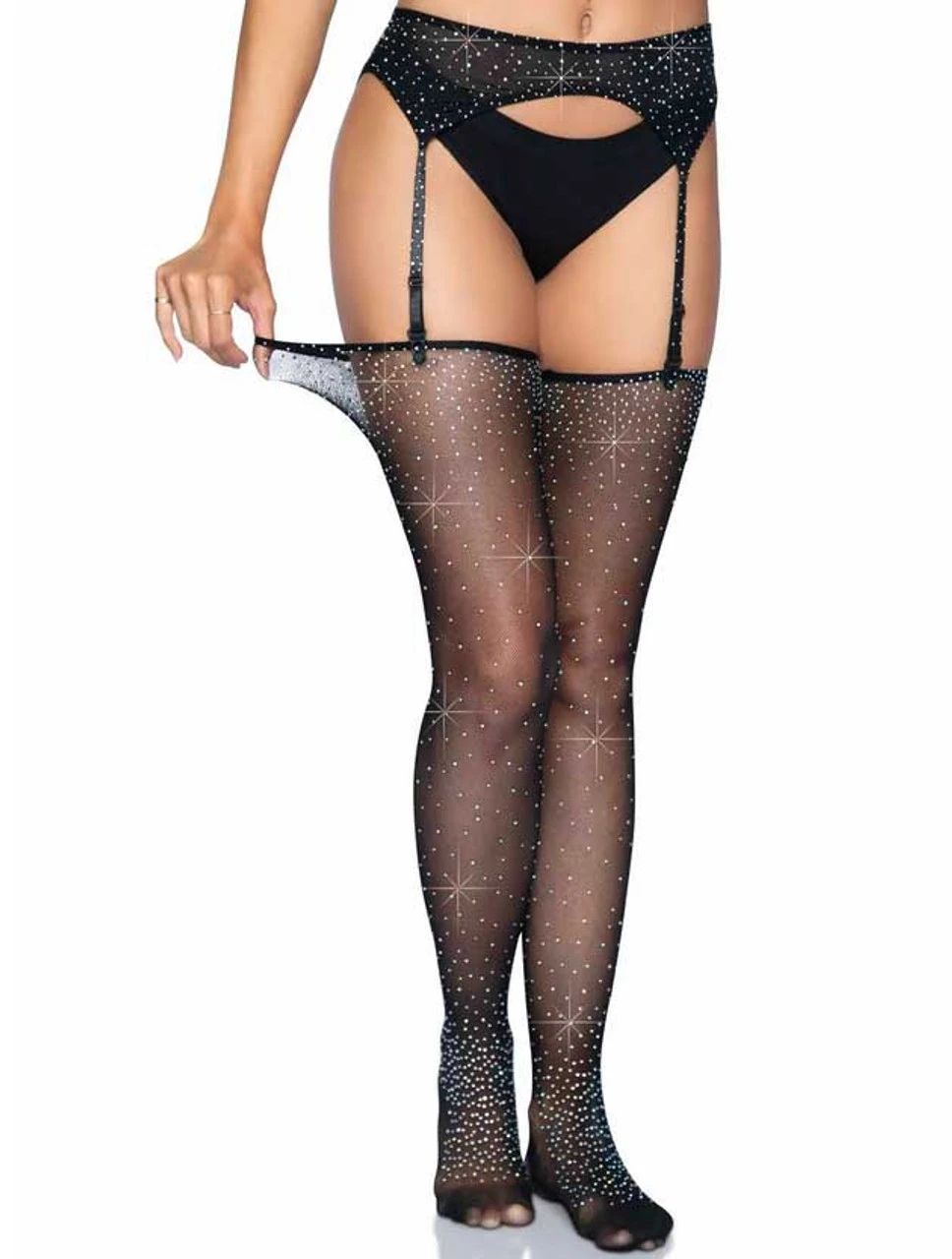 LA-1950, Rhinestone Micro Net Stocking And Garter Belt Set By Leg Avenue 3 LA-1950, Rhinestone Micro Net Stocking And Garter Belt Set By Leg Avenue