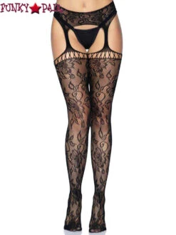 LA-1952, Gardenia Lace Stockings With Attached Garter By Leg Avenue -Funky Lingerie Outlet 1952 08 001 11078.1657909444