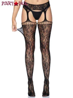 LA-1952, Gardenia Lace Stockings With Attached Garter By Leg Avenue -Funky Lingerie Outlet 1952 09 001 80034.1657909411