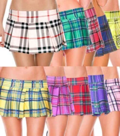 ML-25074, Mini Plaid Skirt By Music Legs