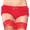 LA-2985, Rave Micromesh Lace Ruffle Tanga Shorts -Funky Lingerie Outlet 2985 Red 02632.1631908332