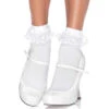 LA-3013, Lace Ruffle Nylon Anklet Socks -Funky Lingerie Outlet 3013 White 69281.1711175148