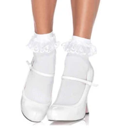 LA-3013, Lace Ruffle Nylon Anklet Socks