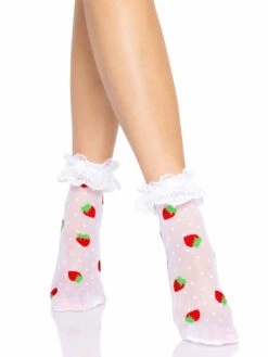 LA-3015, Strawberry Polka Dot Anklets By Leg Avenue