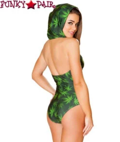Roma R-3417, 420 Leaf Hooded Rave Rompers -Funky Lingerie Outlet 3417 Green Back 40160.1526540665.1200.1200 12281.1650305240