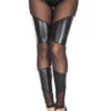 MUSIC LEGS ML-35133, Mesh Inset Wet Look Leggings -Funky Lingerie Outlet 35133 65253.1567889512