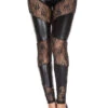 MUSIC LEGS ML-35134, Lace Inset Wet Look Legging -Funky Lingerie Outlet 35134 79908.1567889563