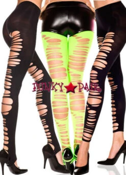 MUSIC LEGS ML-35244, Ripped Opaque Stirrup Leggings