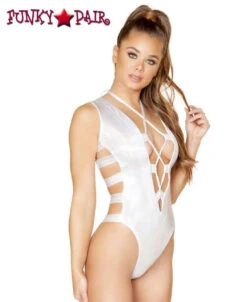 Roma R-3561, Strappy Lace-up Rave OneSie -Funky Lingerie Outlet 3561 Wht 22529.1539841447.1200.1200 90919.1653321746