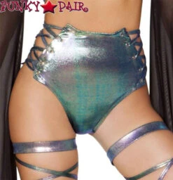 Roma R- 3604, Rave High- Rave Waisted Short With Side Lace -Funky Lingerie Outlet 3604 iridescent blue 34175.1659043548
