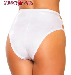 Roma R-3728, SNAKE SKIN CUTOUT HIGH-WAISTED RAVE SHORTS -Funky Lingerie Outlet 3728 Wht Back 06898.1659813227