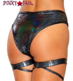 Roma R-3733, SNAKE SKIN RAVE SHORTS -Funky Lingerie Outlet 3733 Blk Back 90306.1659813815