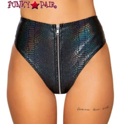 Roma R-3739, SNAKE SKIN HIGH-WAISTED RAVE SHORTS -Funky Lingerie Outlet 3739 Blk 77878.1659814815