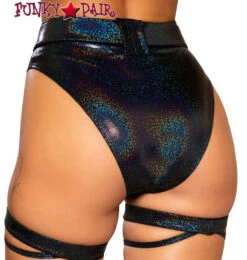 Roma R-3745, BUCKLES HIGH-WAISTED RAVER SHORTS -Funky Lingerie Outlet 3745 Blk Back 42545.1659814949
