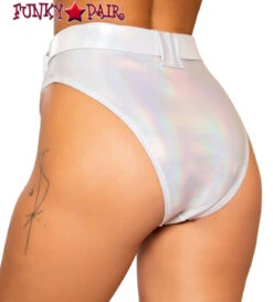 Roma R-3745, BUCKLES HIGH-WAISTED RAVER SHORTS -Funky Lingerie Outlet 3745 Wht Back 11947.1659814949