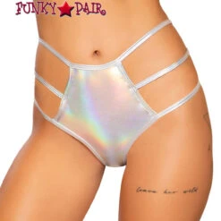 Roma R-3751, METALLIC HIGH-WAISTED SHORTS -Funky Lingerie Outlet 3751 Slvr 06089.1639077664