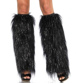 LEG AVENUE LA-3923, Rave Furry Bootcover With Silver -Funky Lingerie Outlet 3923 Black 49064.1711176314