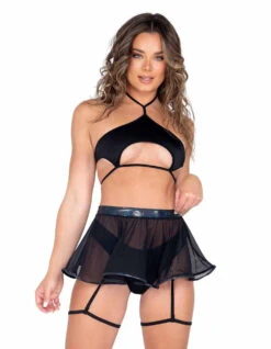 Roma R-6039 - Underboob Cutout Top -Funky Lingerie Outlet 3981 6039 6010 Blk 97492.1685846753