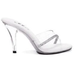 405-Jesse 4" Clear Heels With Rhinestones CLEARANCE