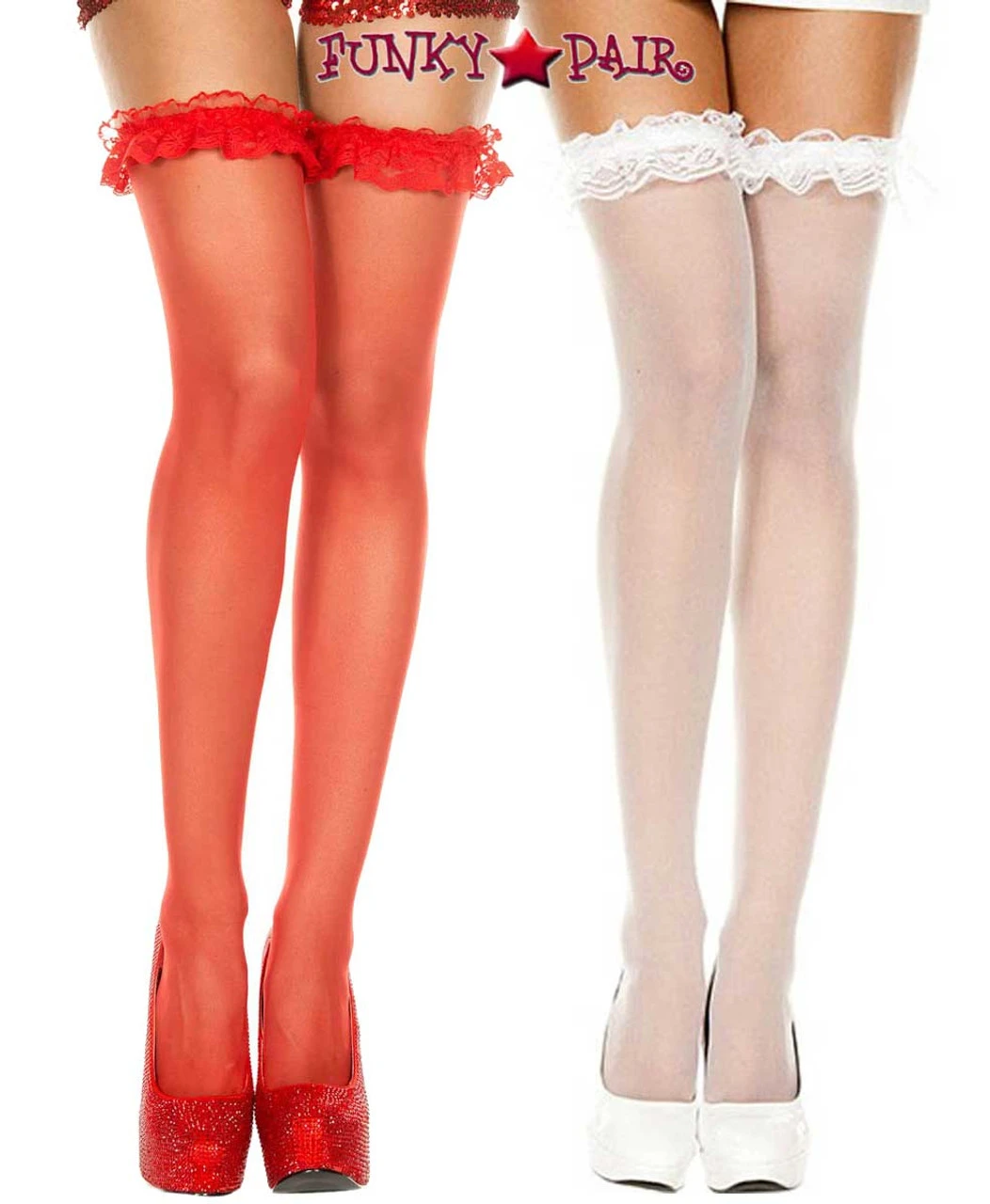 MUSIC LEGS ML-4107, Sheer Stocking With Lace Ruffle Top 4 MUSIC LEGS ML-4107, Sheer Stocking With Lace Ruffle Top - Image 2