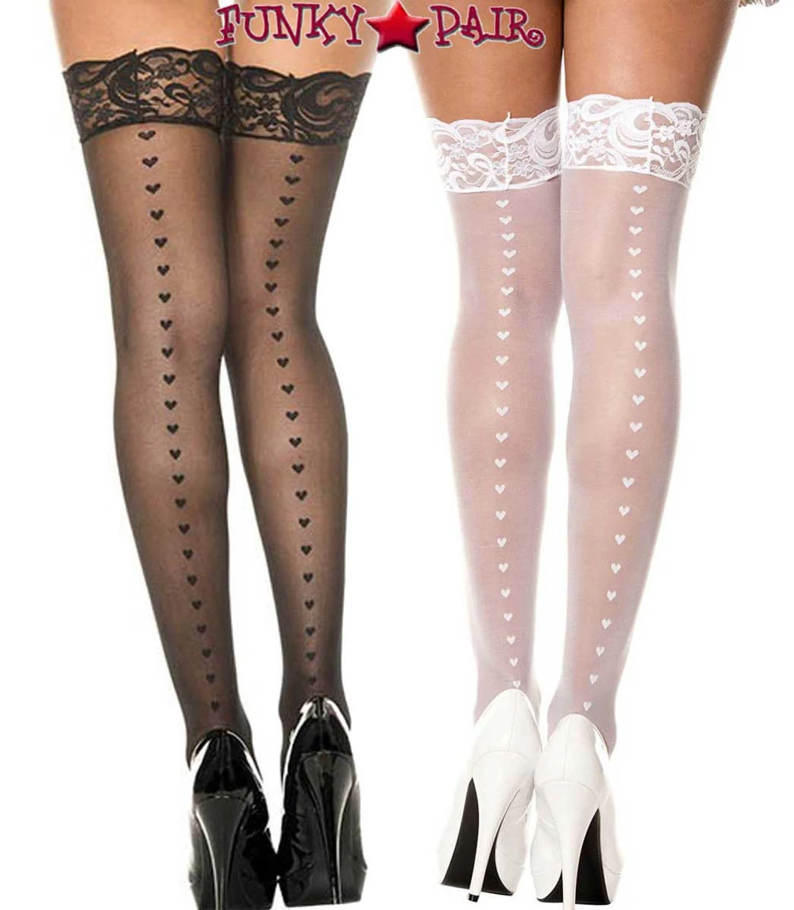MUSIC LEGS ML-4239, Heart Backseam Stockings 4 MUSIC LEGS ML-4239, Heart Backseam Stockings - Image 2